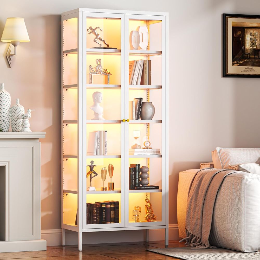 Lighting & Home Decor Studio - 67 6-Tier Glass Curio Cabinet with