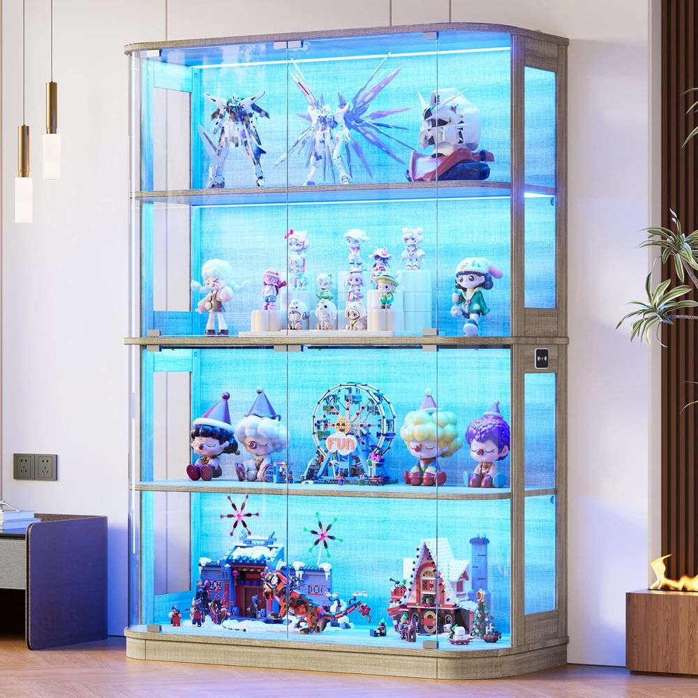 Lighting & Home Decor Studio - 47.2 Glass-Door 4-Tier Display Cabinet with