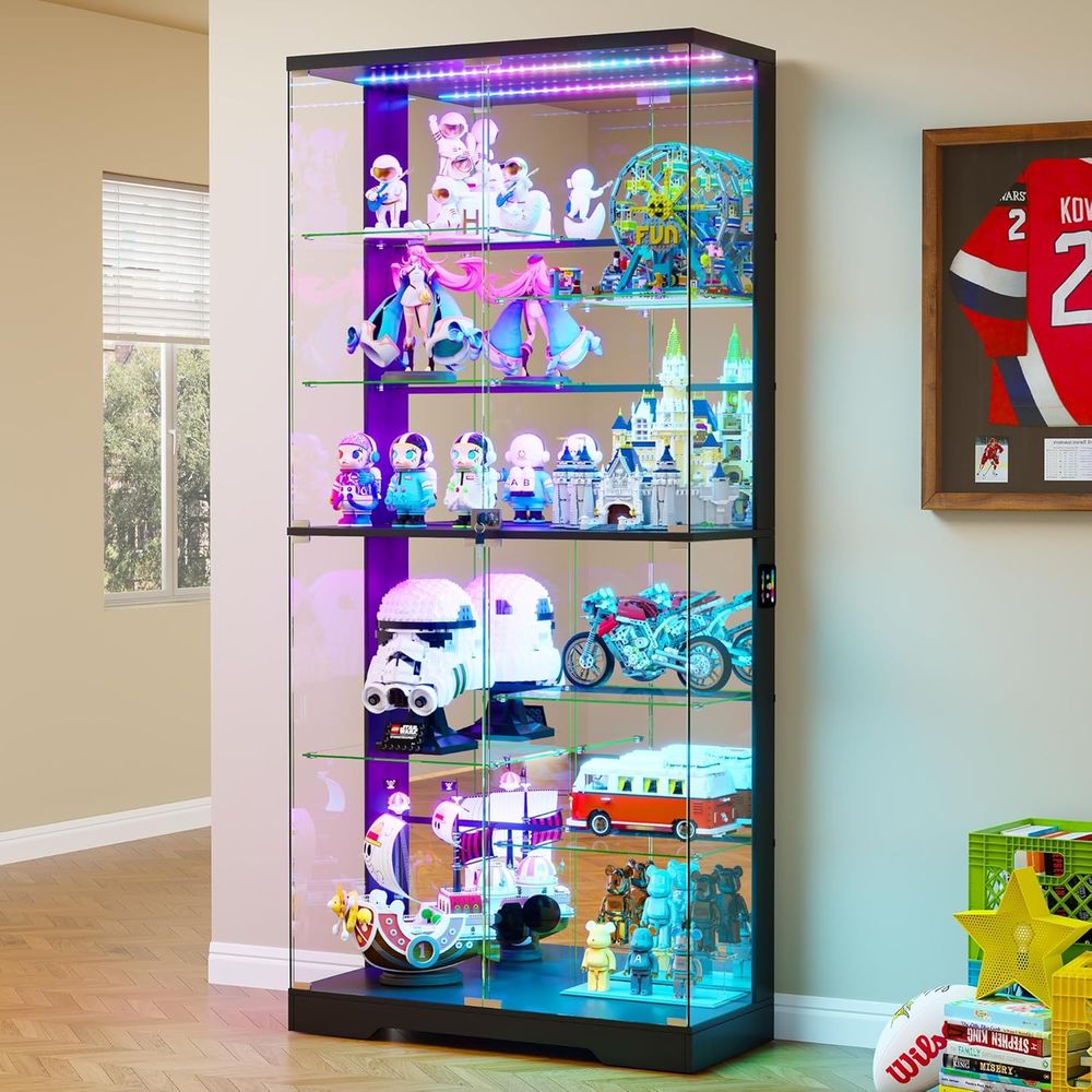 Lighting & Home Decor Studio - 10-Tier Lockable Glass Display Cabinet with