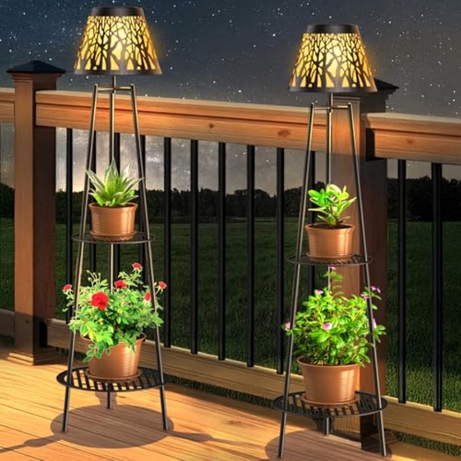 Decor Lighting Lamps - 2 Pack Outdoor Solar Floor Lamp