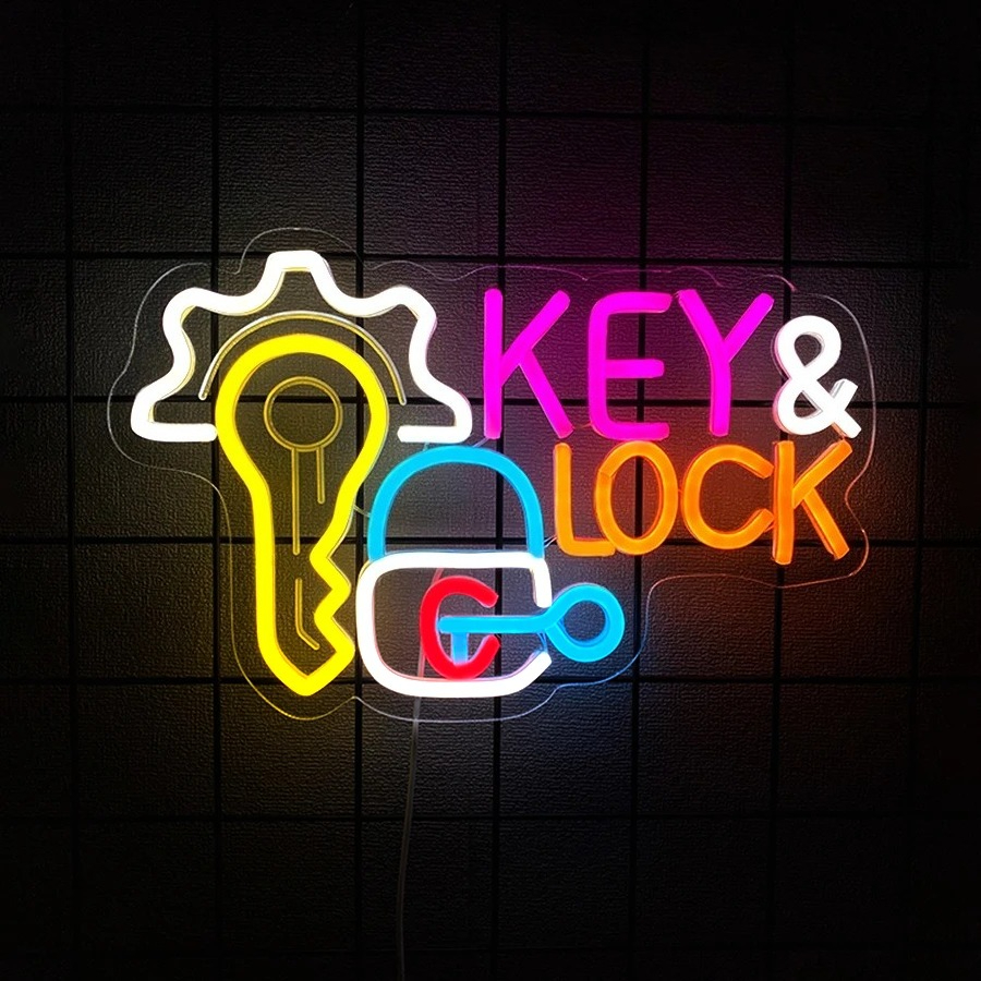 Lighting Decor Rentals - Key and Lock Neon Sign LED