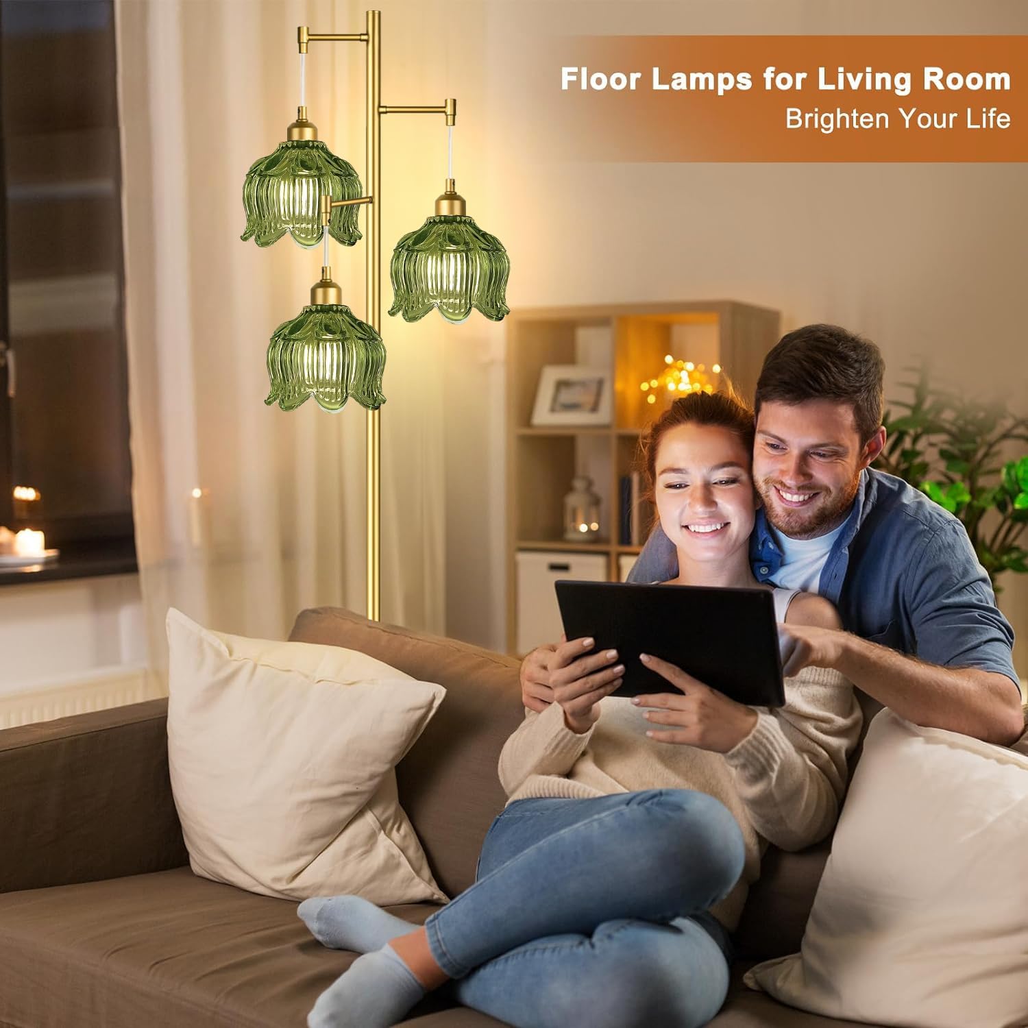 Vintage Gold Glass Floor Lamp  - Decor Lighting Lamps 리뷰 및 가격