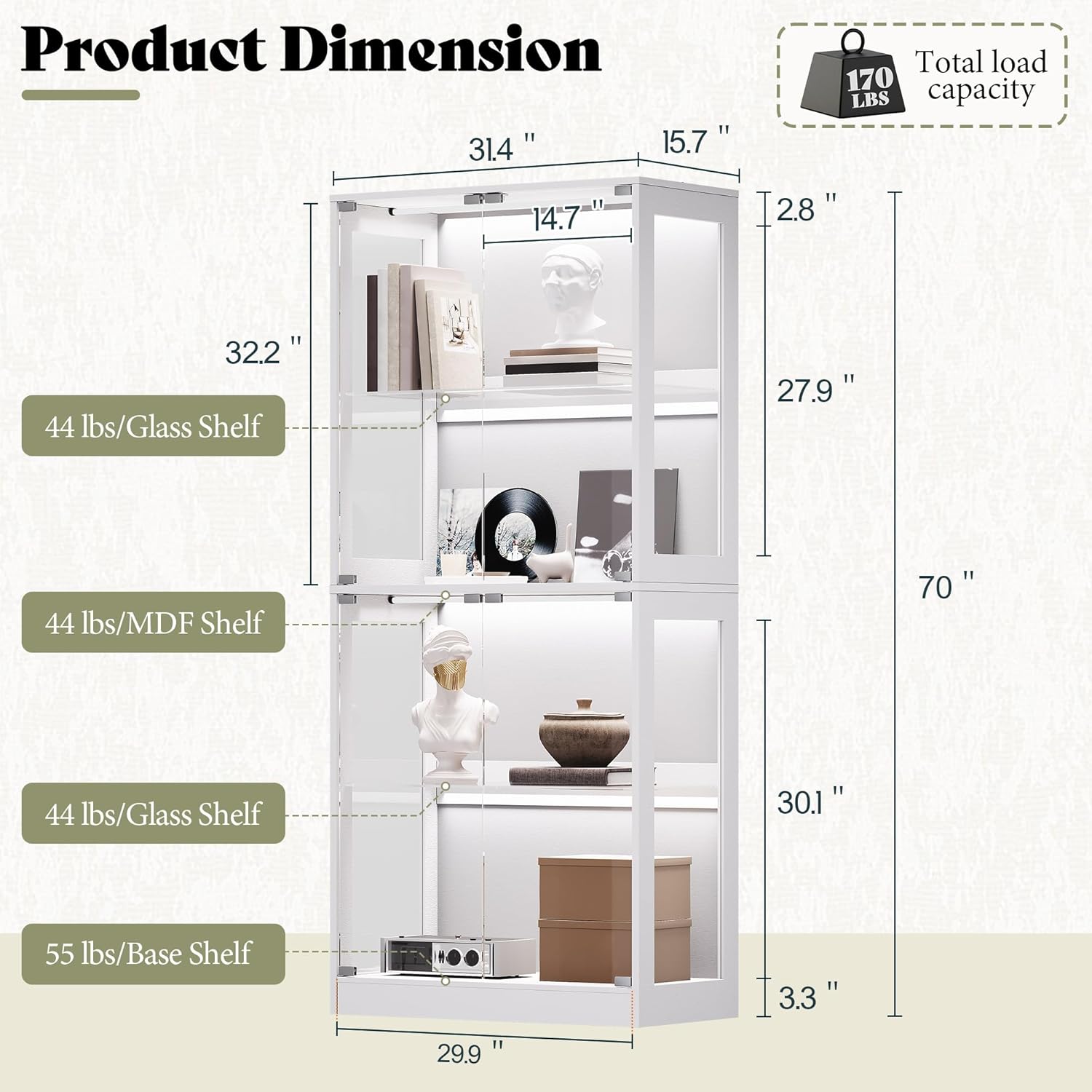 RGB Display Cabinet with Adjus - Lighting & Home Decor Studio 리뷰 및 가격