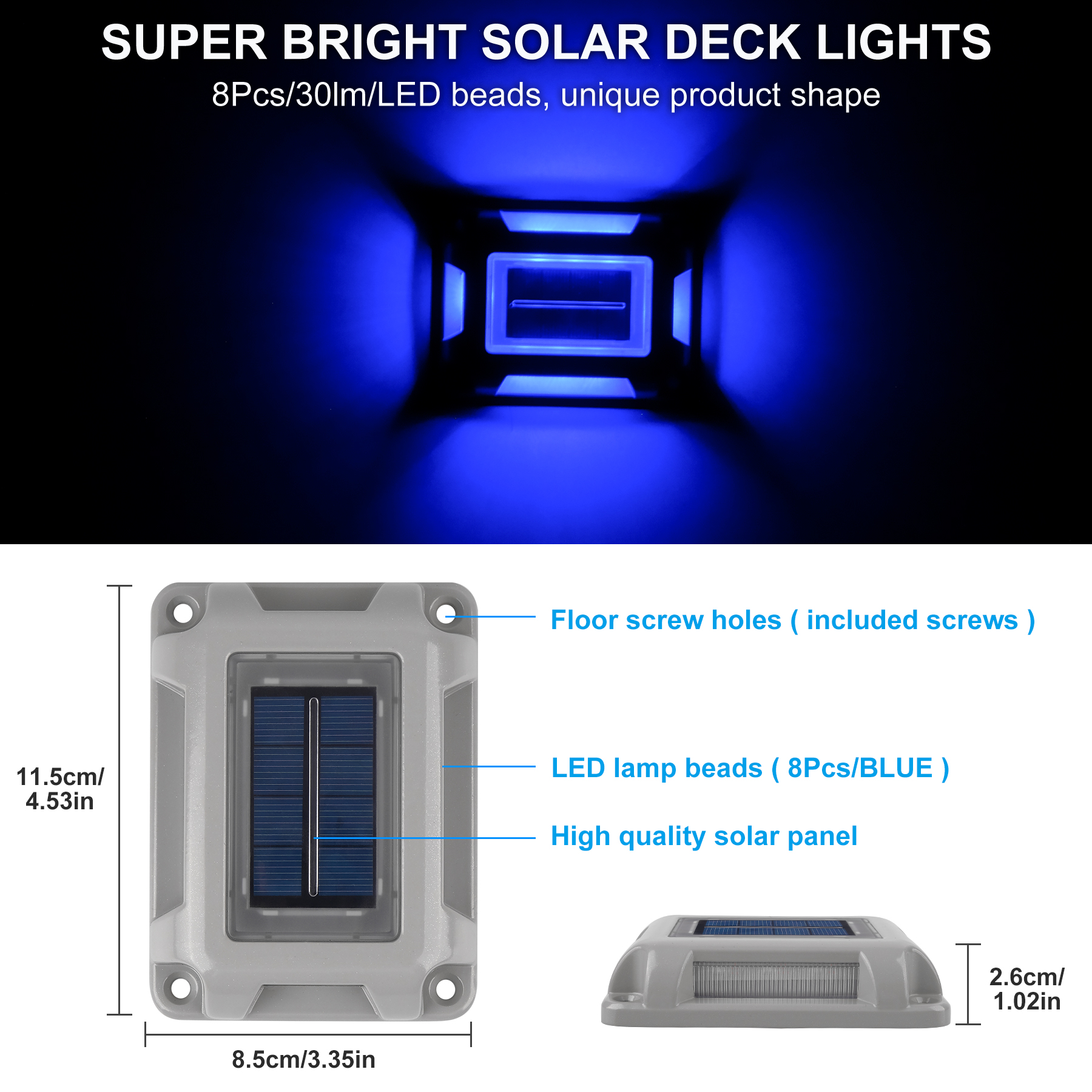 8PC Blue Light Solar Light Out - Lighting Decor Sunrise 리뷰 및 가격