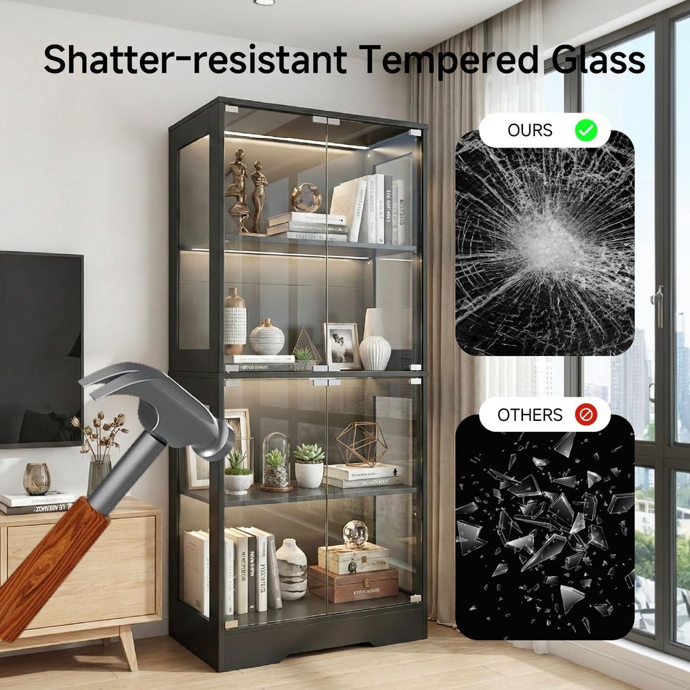 Dual-Tier Glass Display Cabine - Lighting & Home Decor Studio 리뷰 및 가격