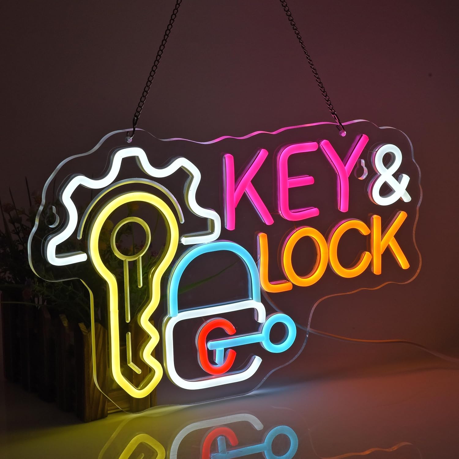 Key Lock Neon Sign Hanging Neo - Lighting Decor Rentals 리뷰 및 가격