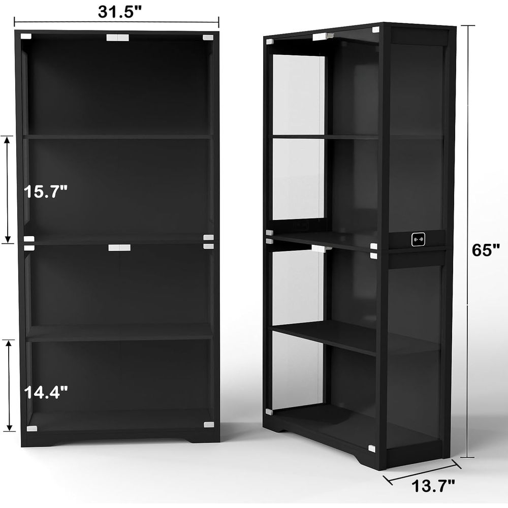 Glass-Door Display Cabinet wit - Lighting & Home Decor Studio 리뷰 및 가격