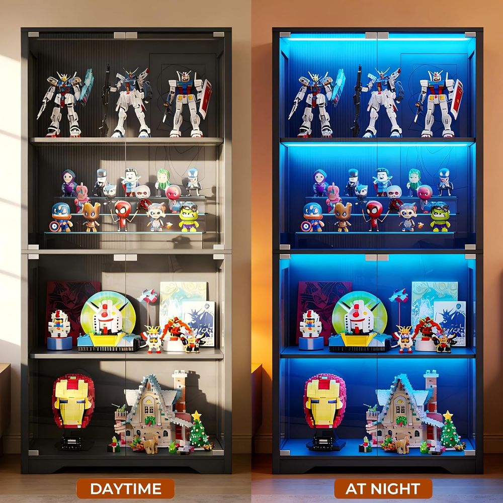 Glass-Door Display Cabinet wit - Lighting & Home Decor Studio 리뷰 및 가격