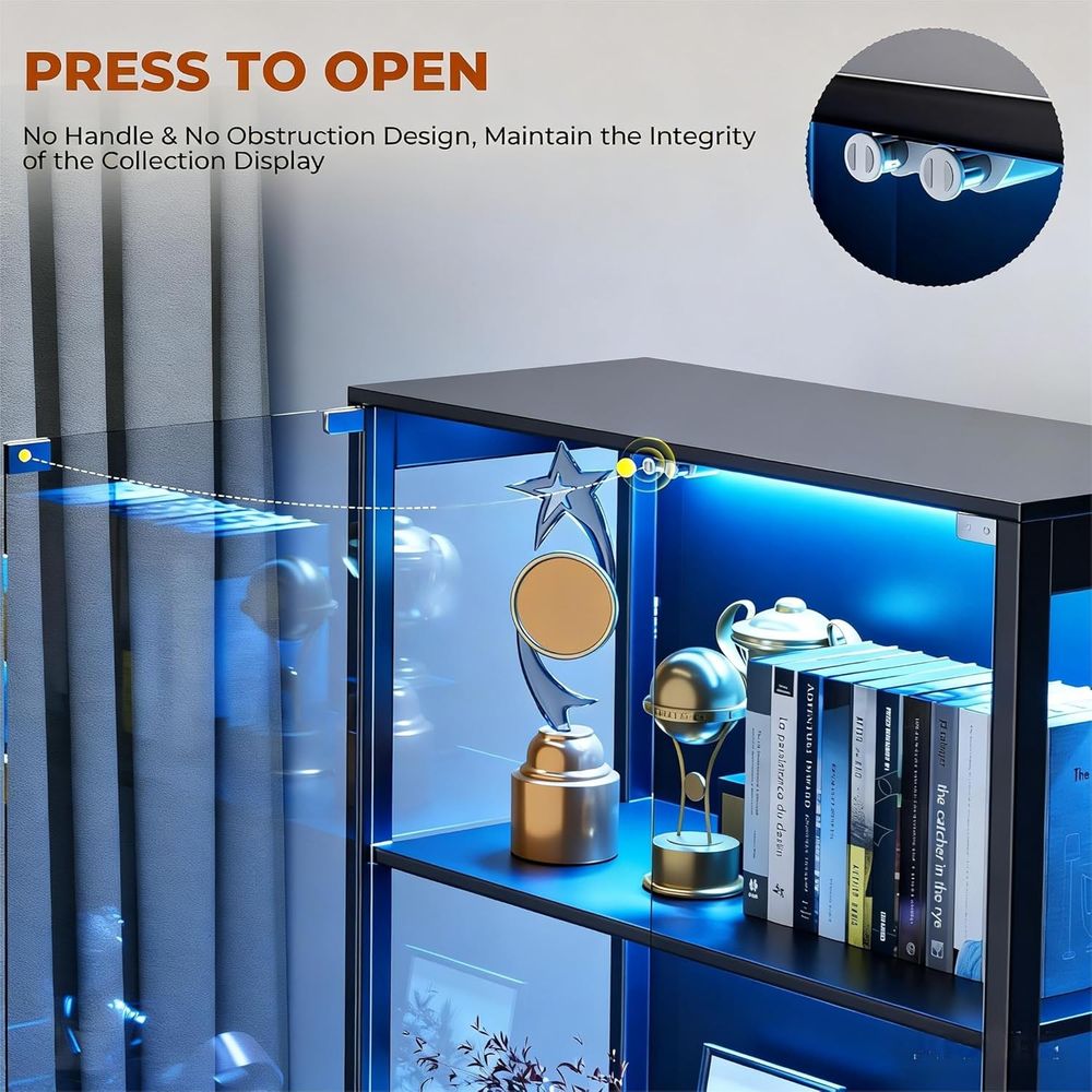 Glass-Door Display Cabinet wit - Lighting & Home Decor Studio 리뷰 및 가격