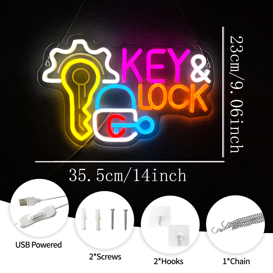 Key and Lock Neon Sign for Wal - Lighting Decor Rentals 리뷰 및 가격