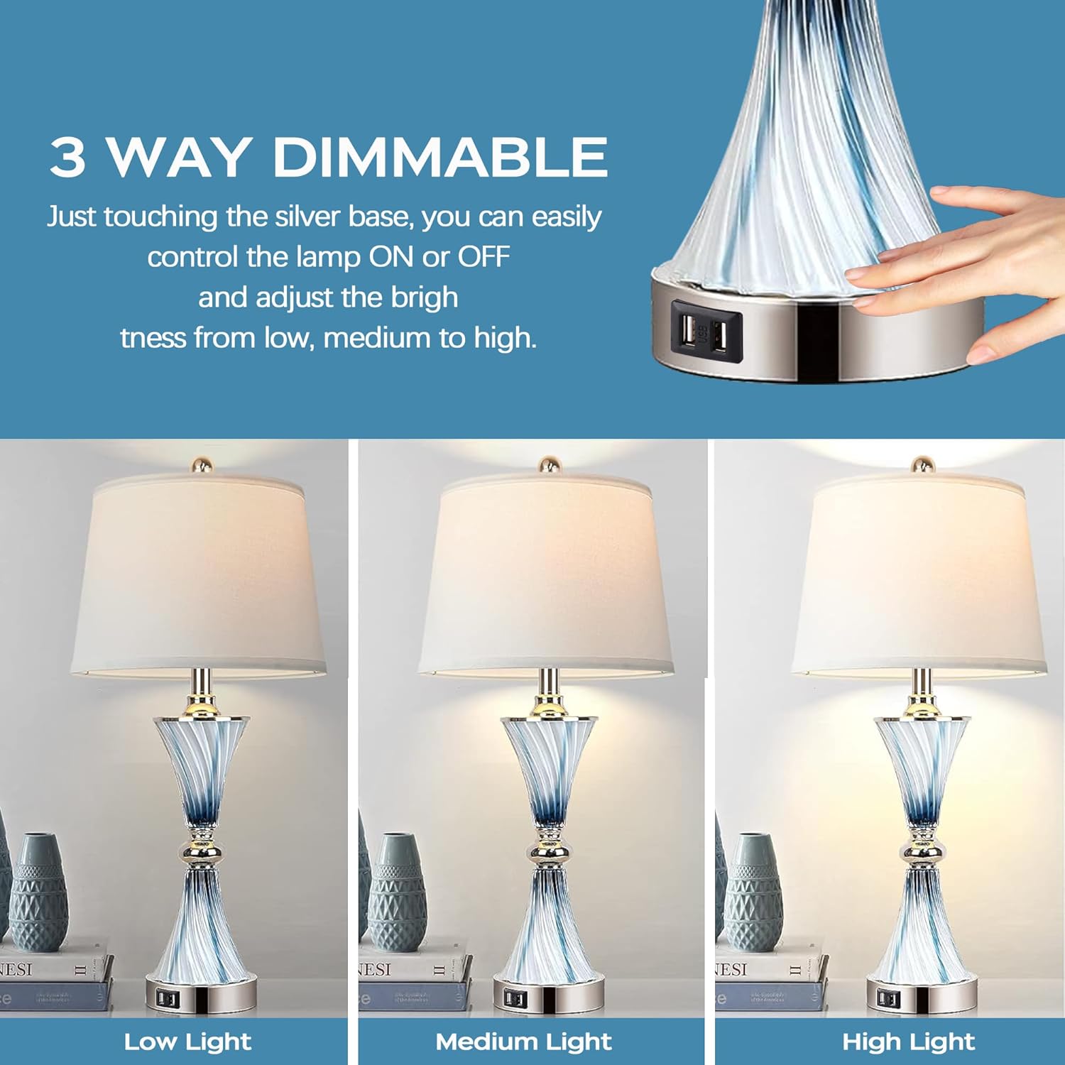 3-Way Dimmable Touch Glass Tab - Decor Lighting Lamps 리뷰 및 가격