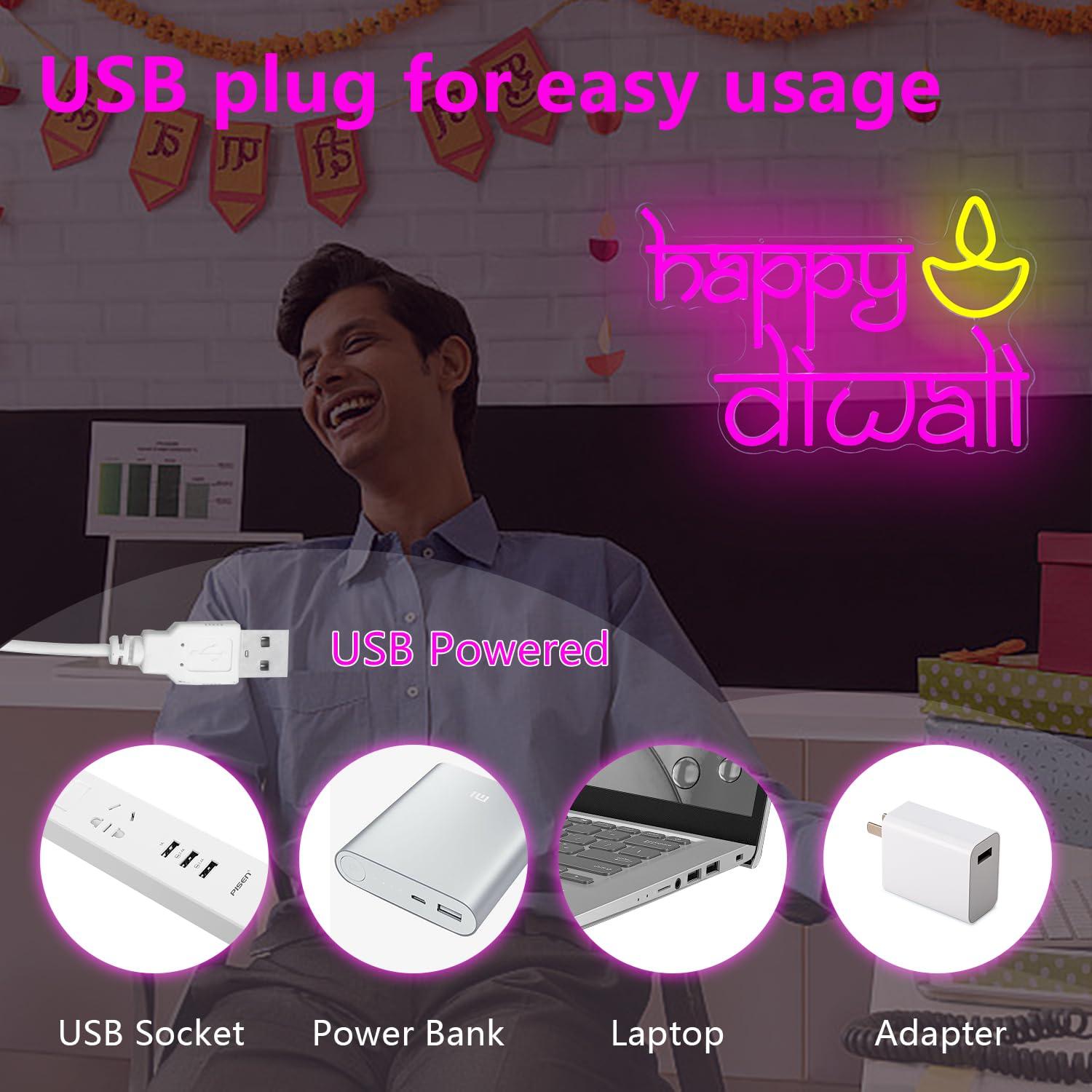 Happy Diwali Neon Sign USB Pow - Lighting Decor Home 리뷰 및 가격