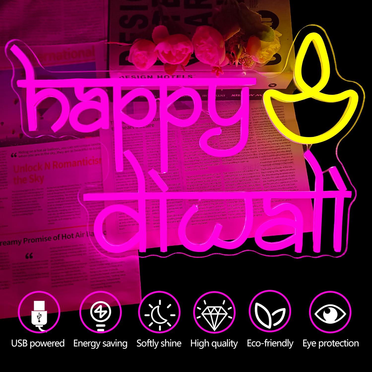 Happy Diwali Neon Sign USB Pow - Lighting Decor Home 리뷰 및 가격