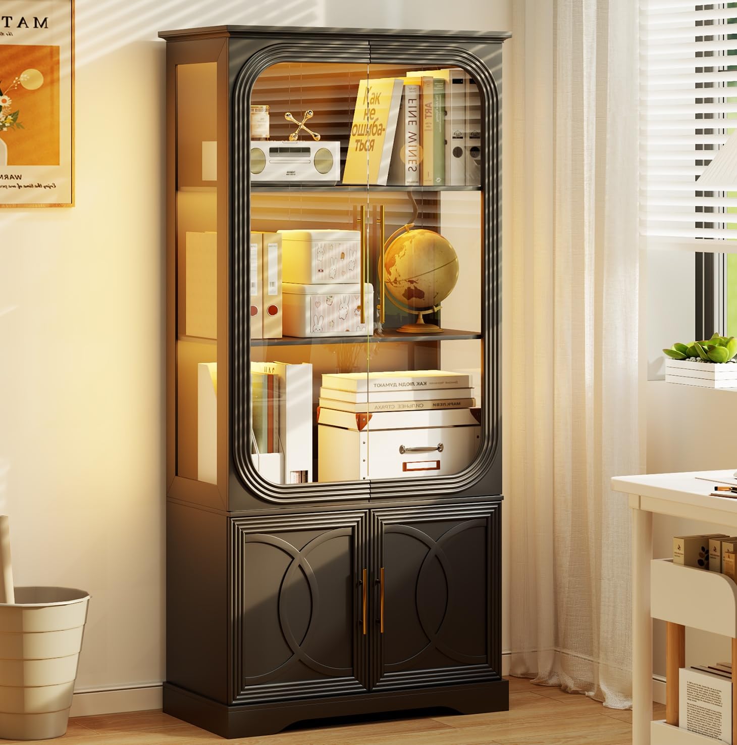 Display Curio Cabinet with Gla - Lighting & Home Decor Studio 리뷰 및 가격
