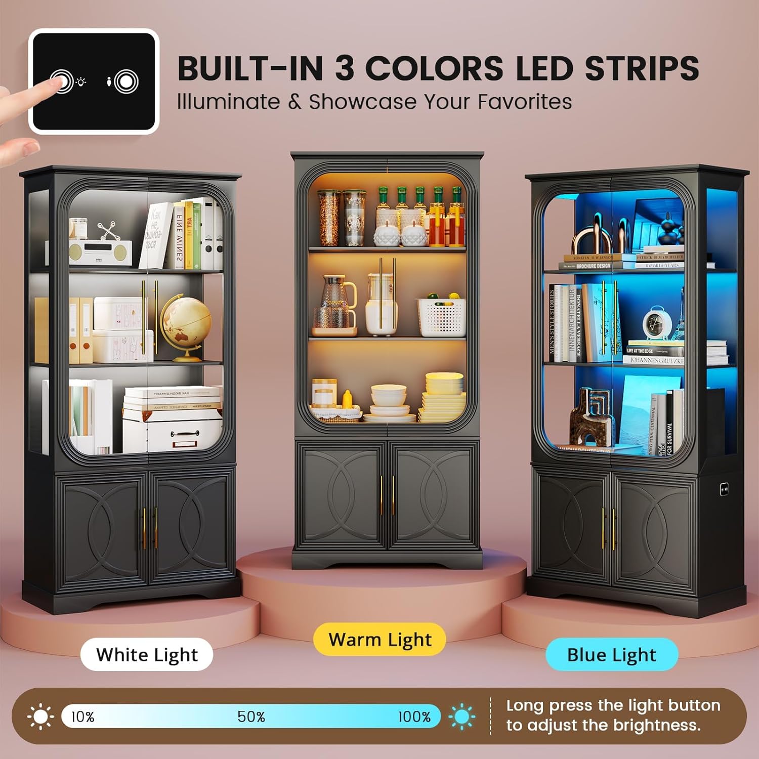 Display Curio Cabinet with Gla - Lighting & Home Decor Studio 리뷰 및 가격