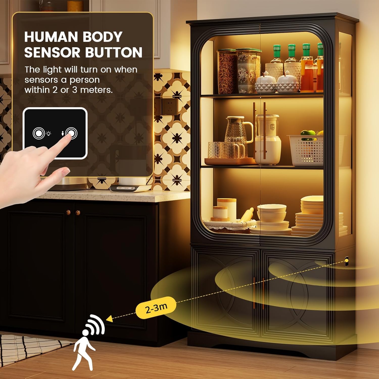 Display Curio Cabinet with Gla - Lighting & Home Decor Studio 리뷰 및 가격
