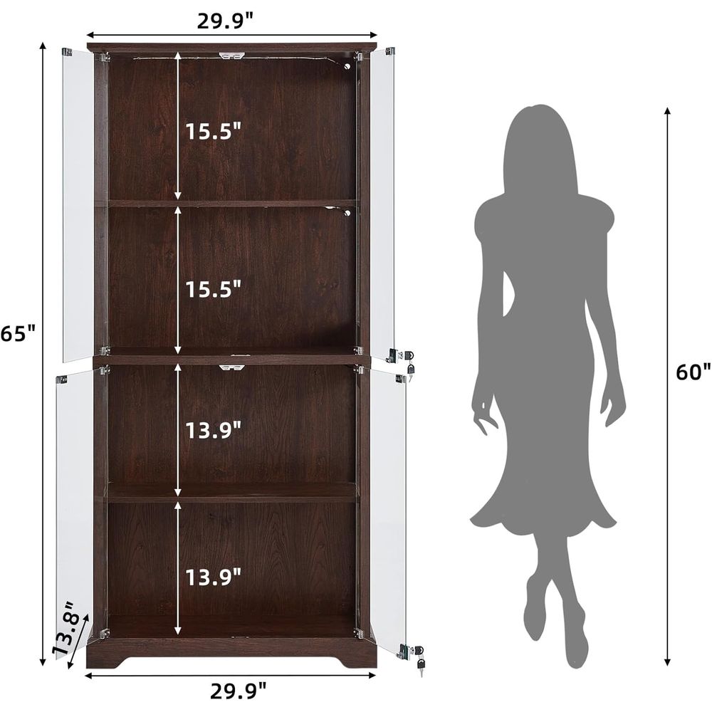Walnut Glass-Door Display Cabi - Lighting & Home Decor Studio 리뷰 및 가격