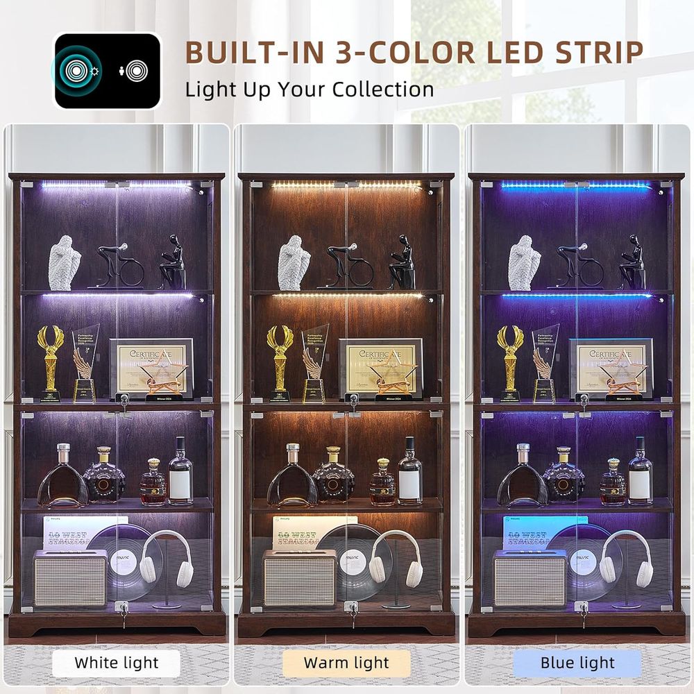 Walnut Glass-Door Display Cabi - Lighting & Home Decor Studio 리뷰 및 가격