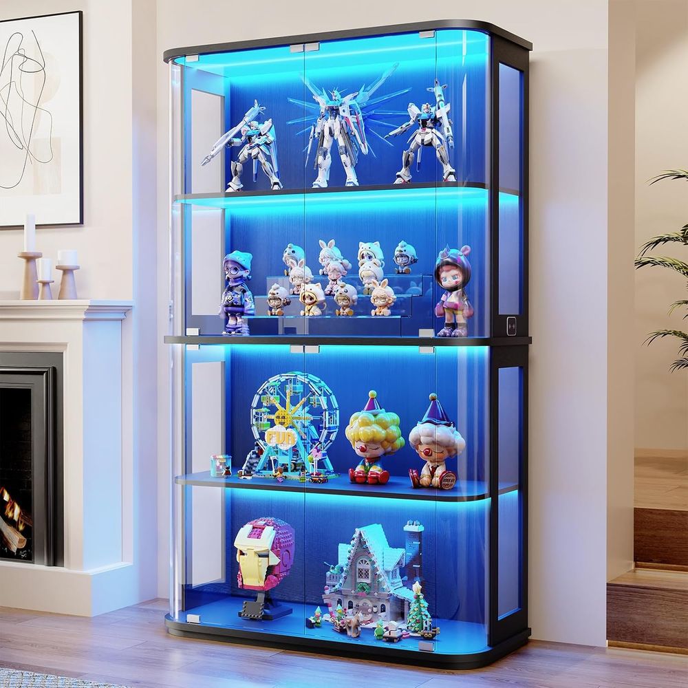 4-Tier Glass Display Cabinet w - Lighting & Home Decor Studio 리뷰 및 가격