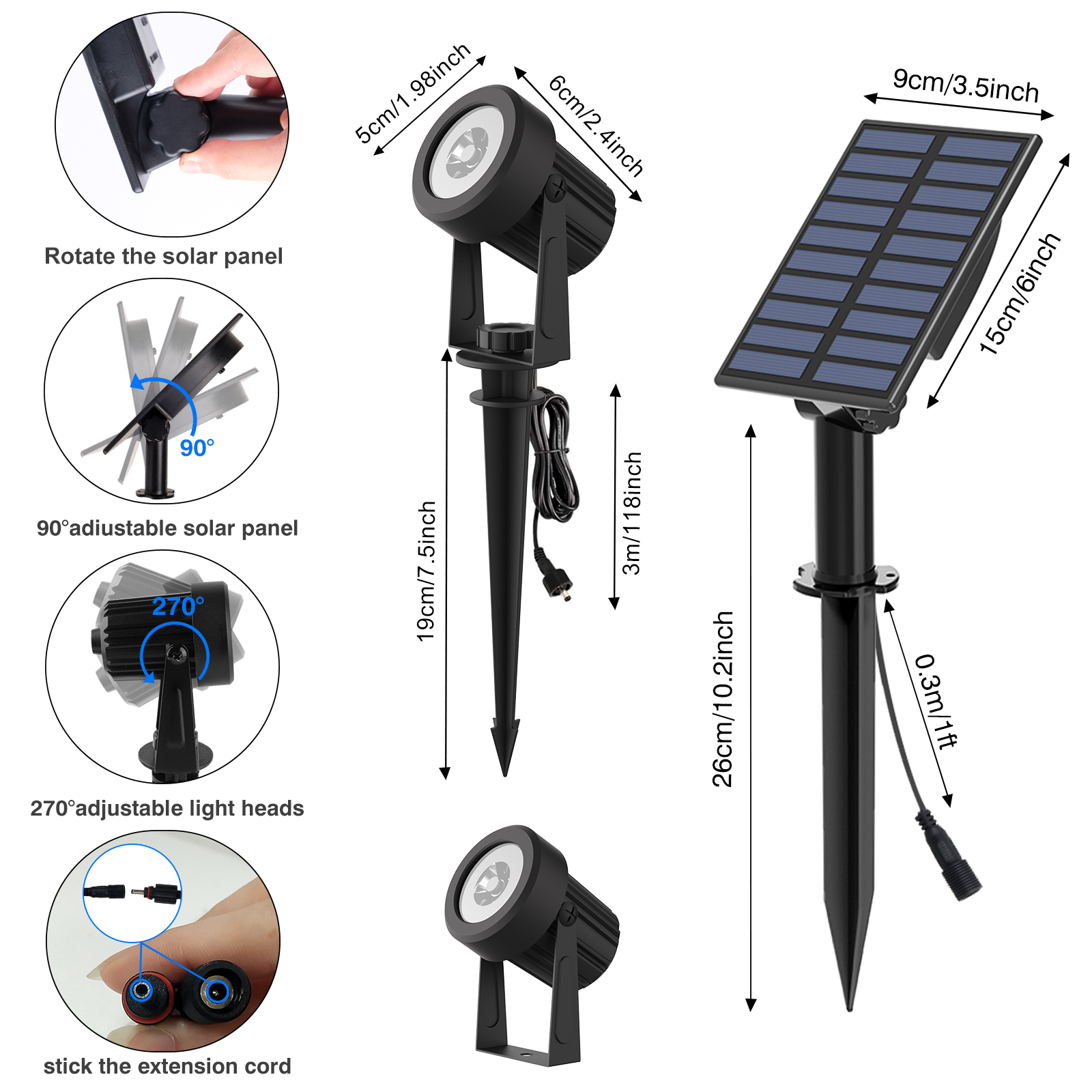 2PCS Super Bright Solar Spotli - Lighting Decor Sunrise 리뷰 및 가격