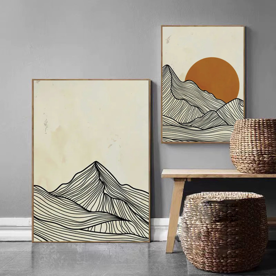 Black Line Sunrise Canvas Pain - Lighting Decor Sunrise 리뷰 및 가격