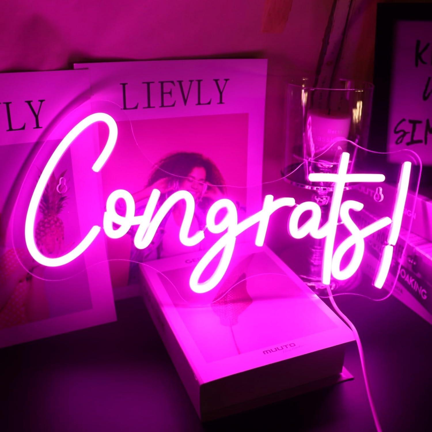 Congrats Neon Sign LED Word Li - Lighting Decor Home 리뷰 및 가격