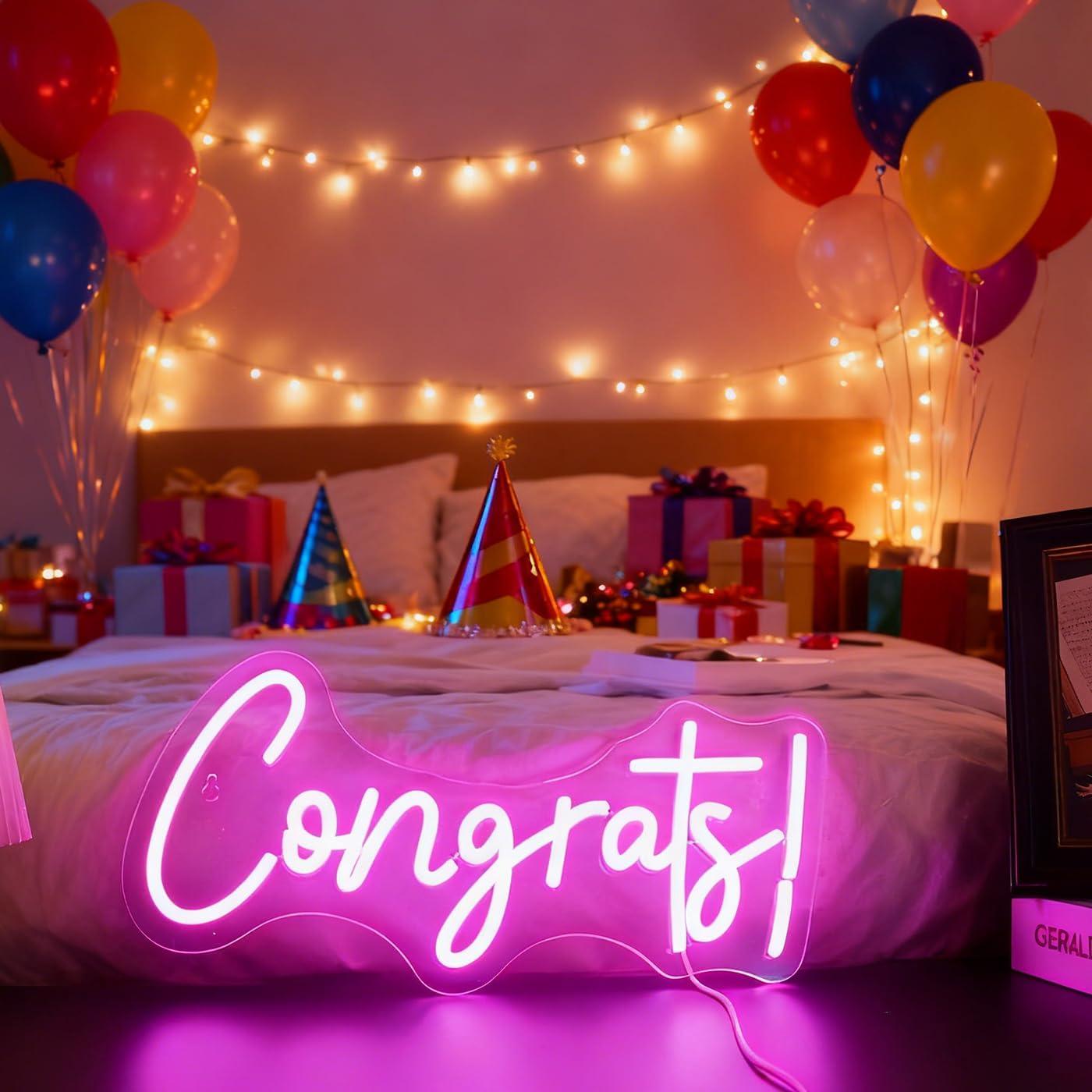 Congrats Neon Sign LED Word Li - Lighting Decor Home 리뷰 및 가격