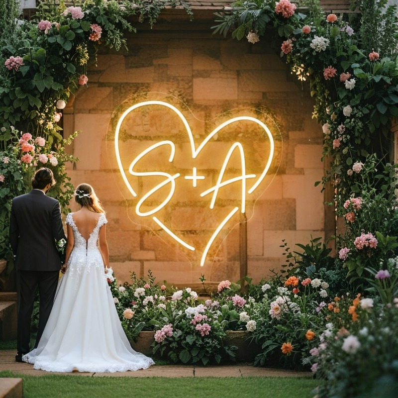 Custom Initials Heart LED Neon - Lighting Decor For Wedding 리뷰 및 가격