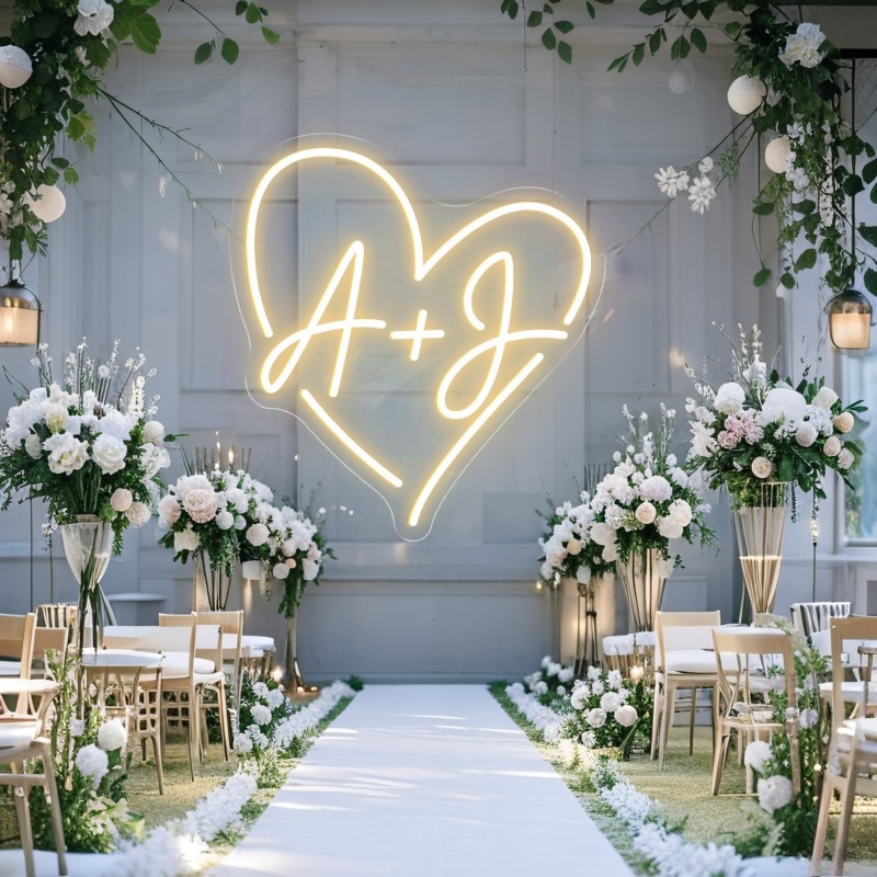 Custom Initials Heart LED Neon - Lighting Decor For Wedding 리뷰 및 가격