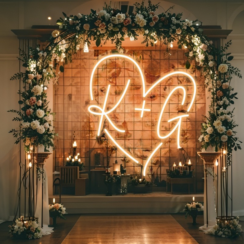 Custom Initials Heart LED Neon - Lighting Decor For Wedding 리뷰 및 가격
