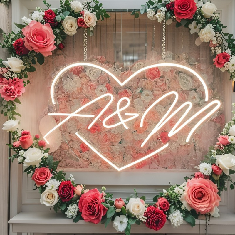 Custom Initials Heart LED Neon - Lighting Decor For Wedding 리뷰 및 가격