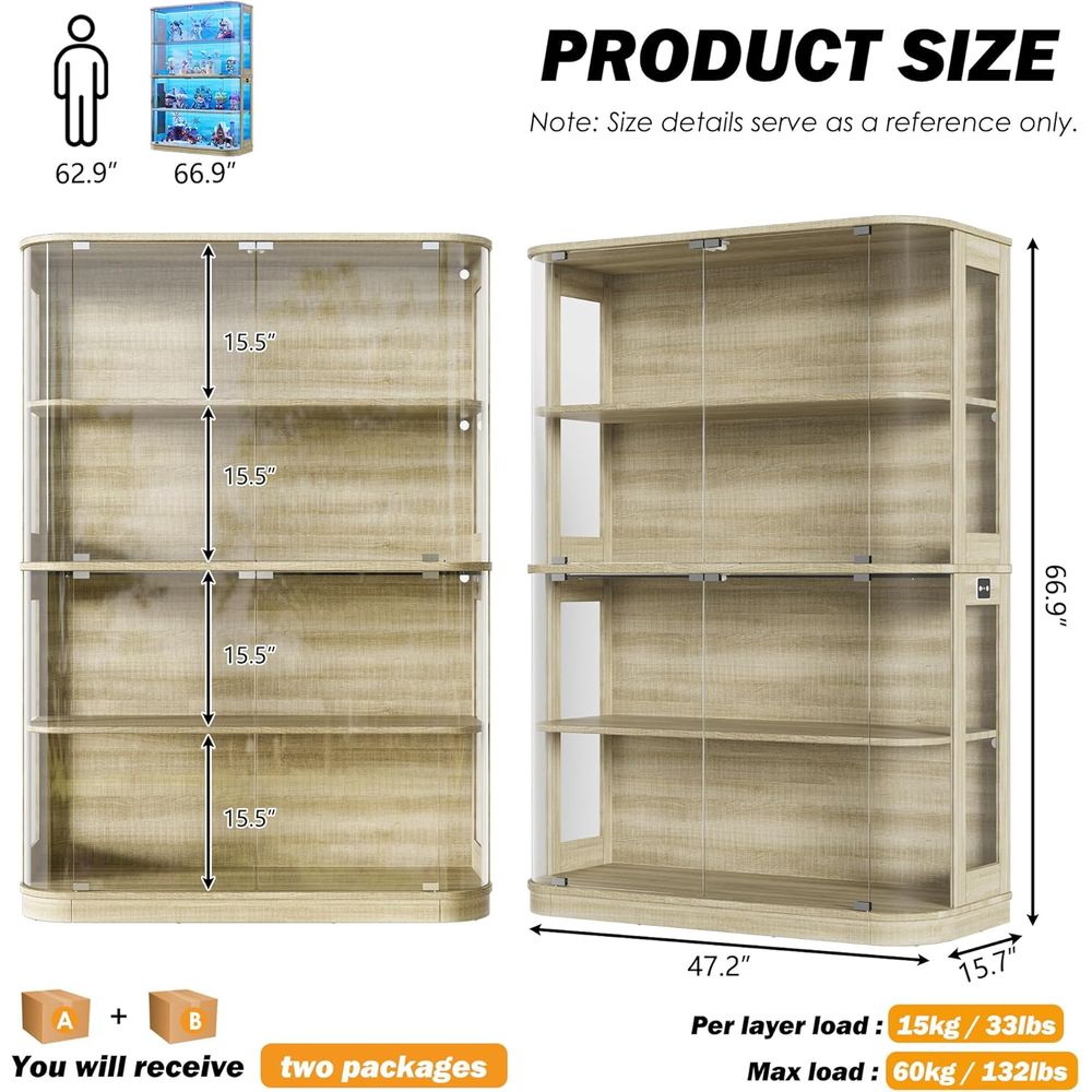 47.2 Glass-Door 4-Tier Display - Lighting & Home Decor Studio 리뷰 및 가격