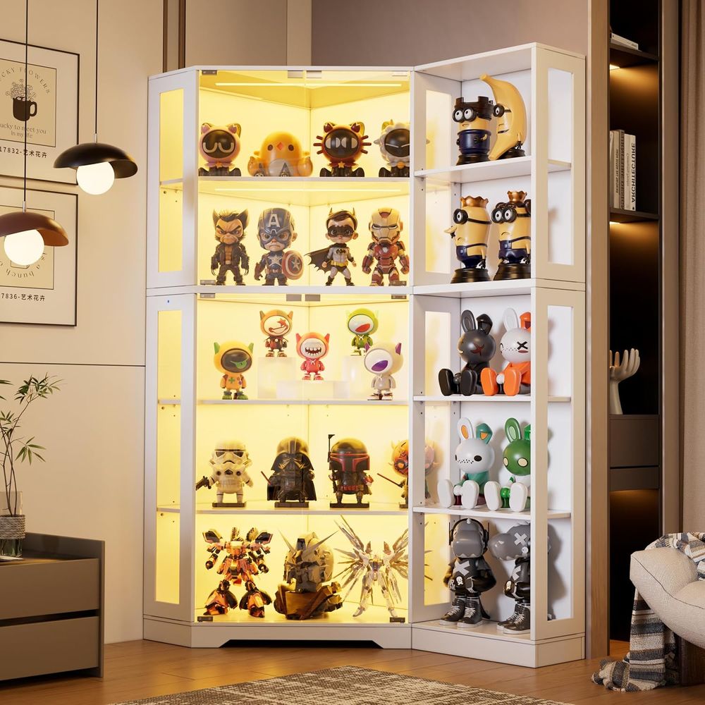 5-Tier Glass Display Cabinet w - Lighting & Home Decor Studio 리뷰 및 가격