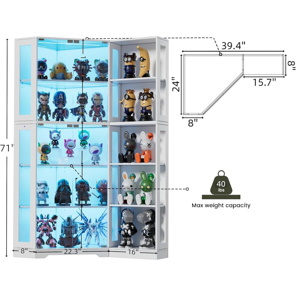 5-Tier Glass Display Cabinet w - Lighting & Home Decor Studio 리뷰 및 가격