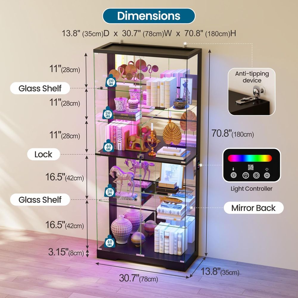 10-Tier Lockable Glass Display - Lighting & Home Decor Studio 리뷰 및 가격