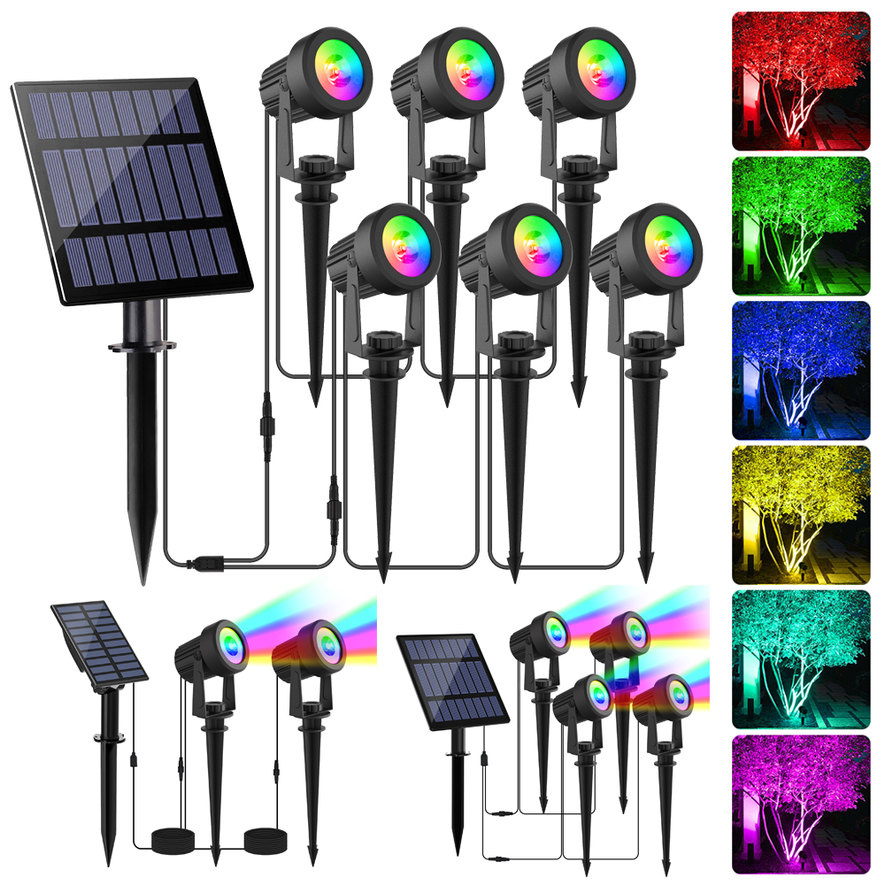 1/2/4/6 Lights RGB Solar Spotl - Lighting Decor Sunrise 리뷰 및 가격