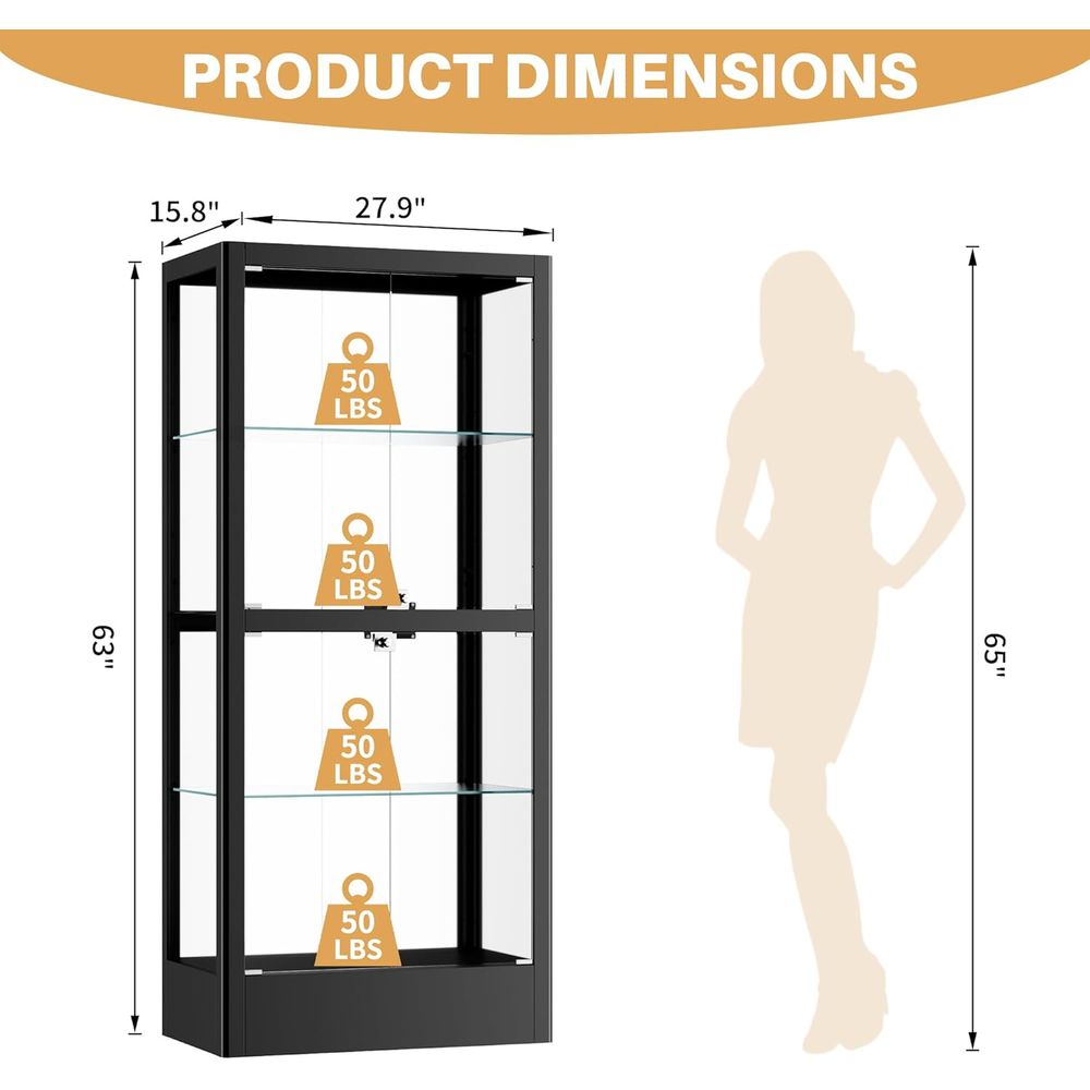 4-Sided Lockable Glass Display - Lighting & Home Decor Studio 리뷰 및 가격