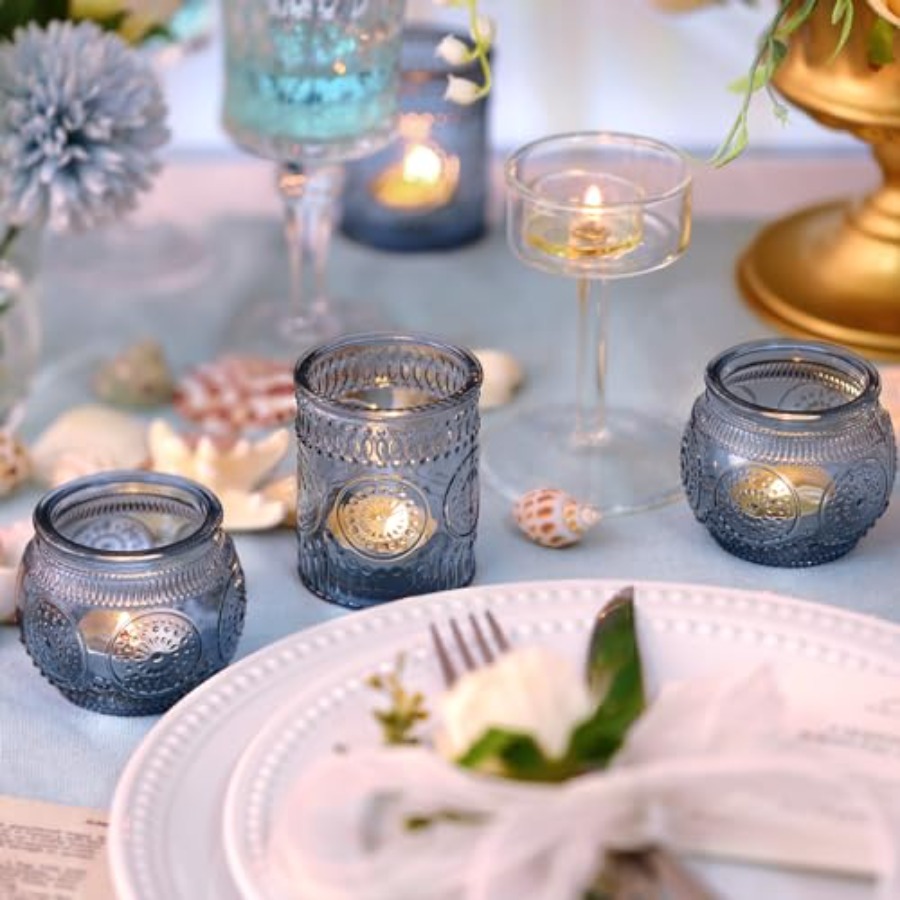 24Pcs Blue Votive Candle Holde - Lighting Decor For Wedding 리뷰 및 가격