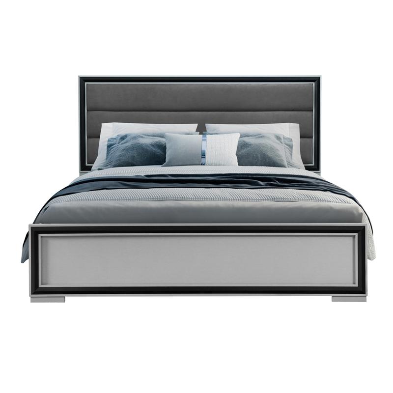 King Bed with LED Light, Grey  - Decor Lighting Solution 리뷰 및 가격