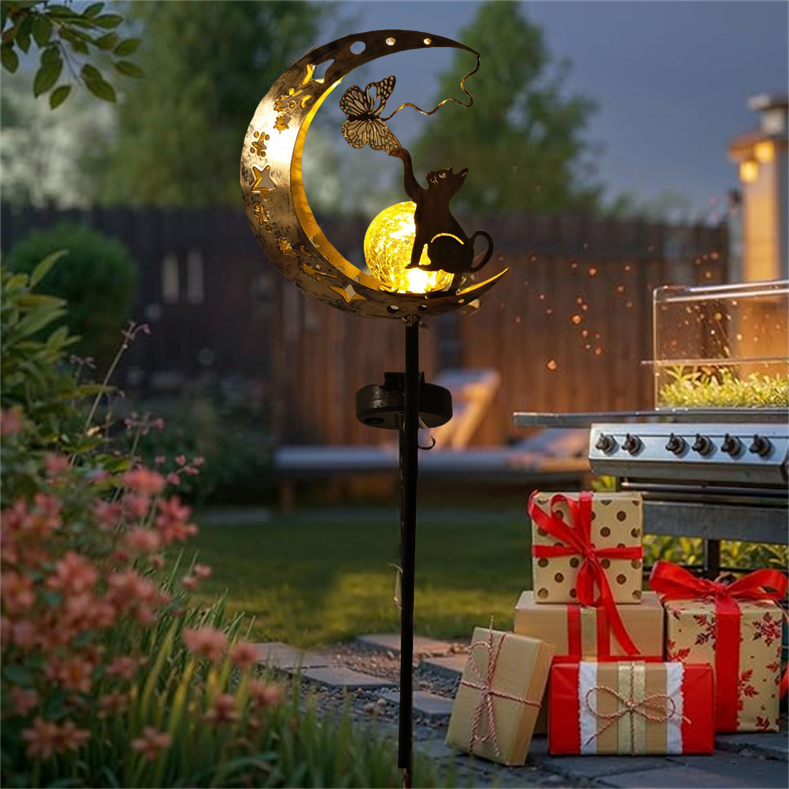 1 PC Cat Moon Solar Light Iron - Elements Lighting Decor 리뷰 및 가격
