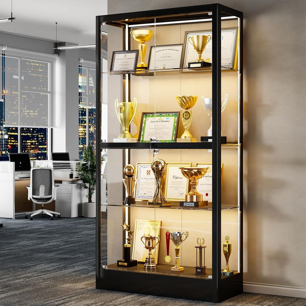 65 H 4-Tier Glass Display Cabi - Lighting & Home Decor Studio 리뷰 및 가격
