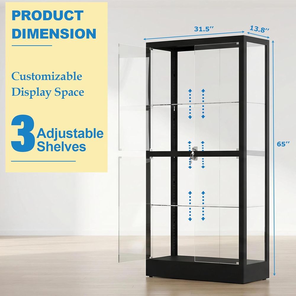 65 H 4-Tier Glass Display Cabi - Lighting & Home Decor Studio 리뷰 및 가격