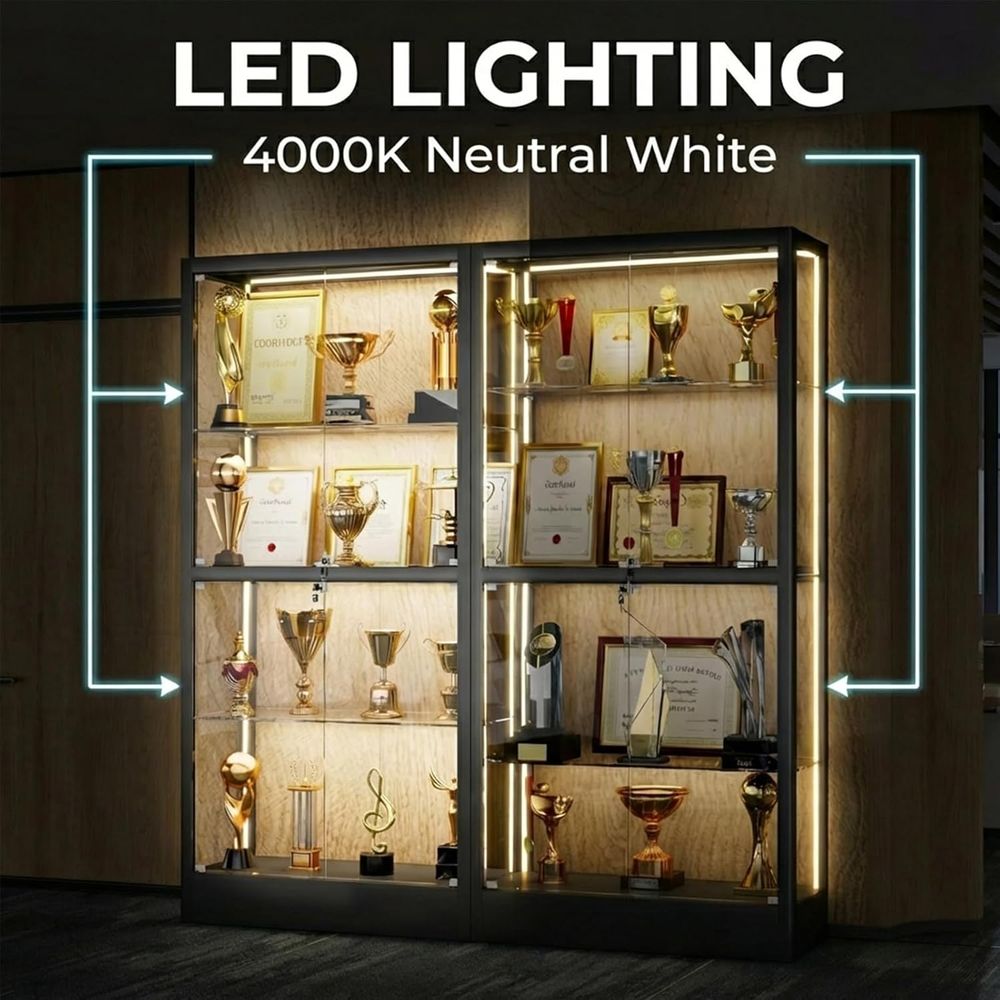 65 H 4-Tier Glass Display Cabi - Lighting & Home Decor Studio 리뷰 및 가격
