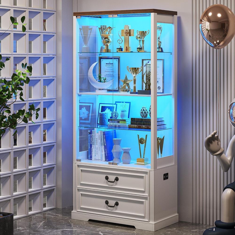 67 Glass Door Adjustable Shelv - Lighting & Home Decor Studio 리뷰 및 가격