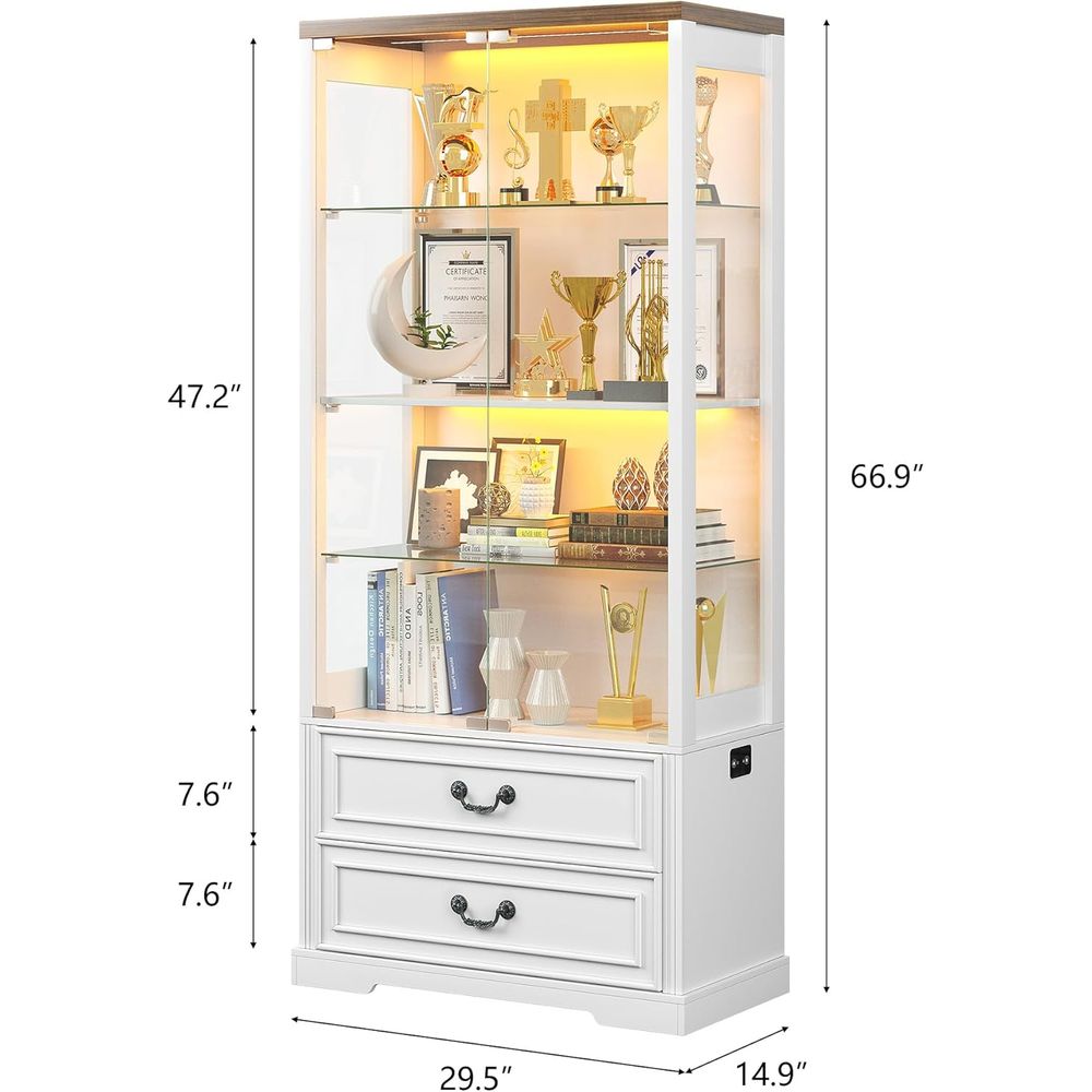 67 Glass Door Adjustable Shelv - Lighting & Home Decor Studio 리뷰 및 가격