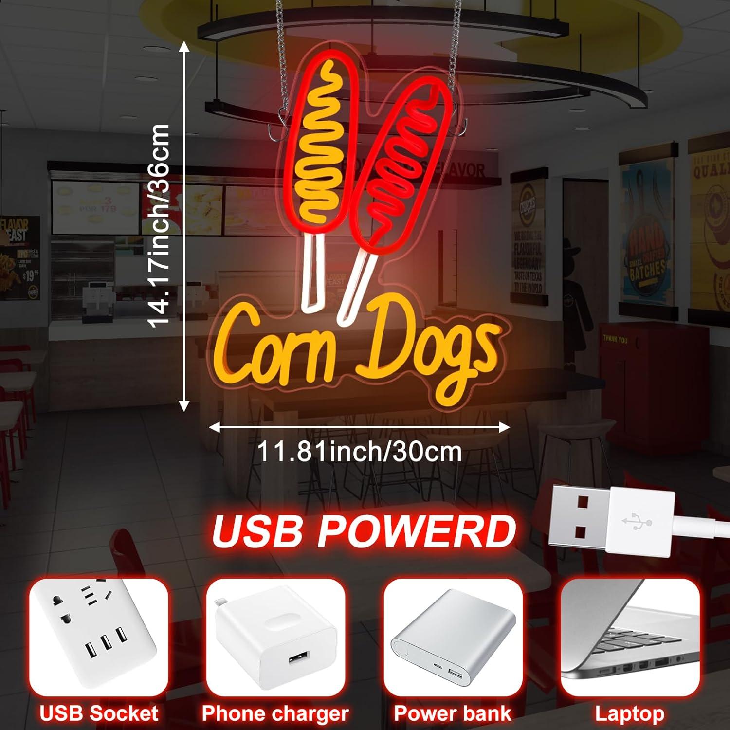 Corn Dog Neon Sign Snack USB D - Lighting Decor For Wedding 리뷰 및 가격