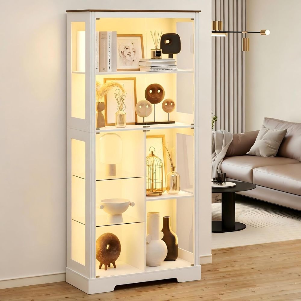 7-Tier Glass Display Cabinet w - Lighting & Home Decor Studio 리뷰 및 가격