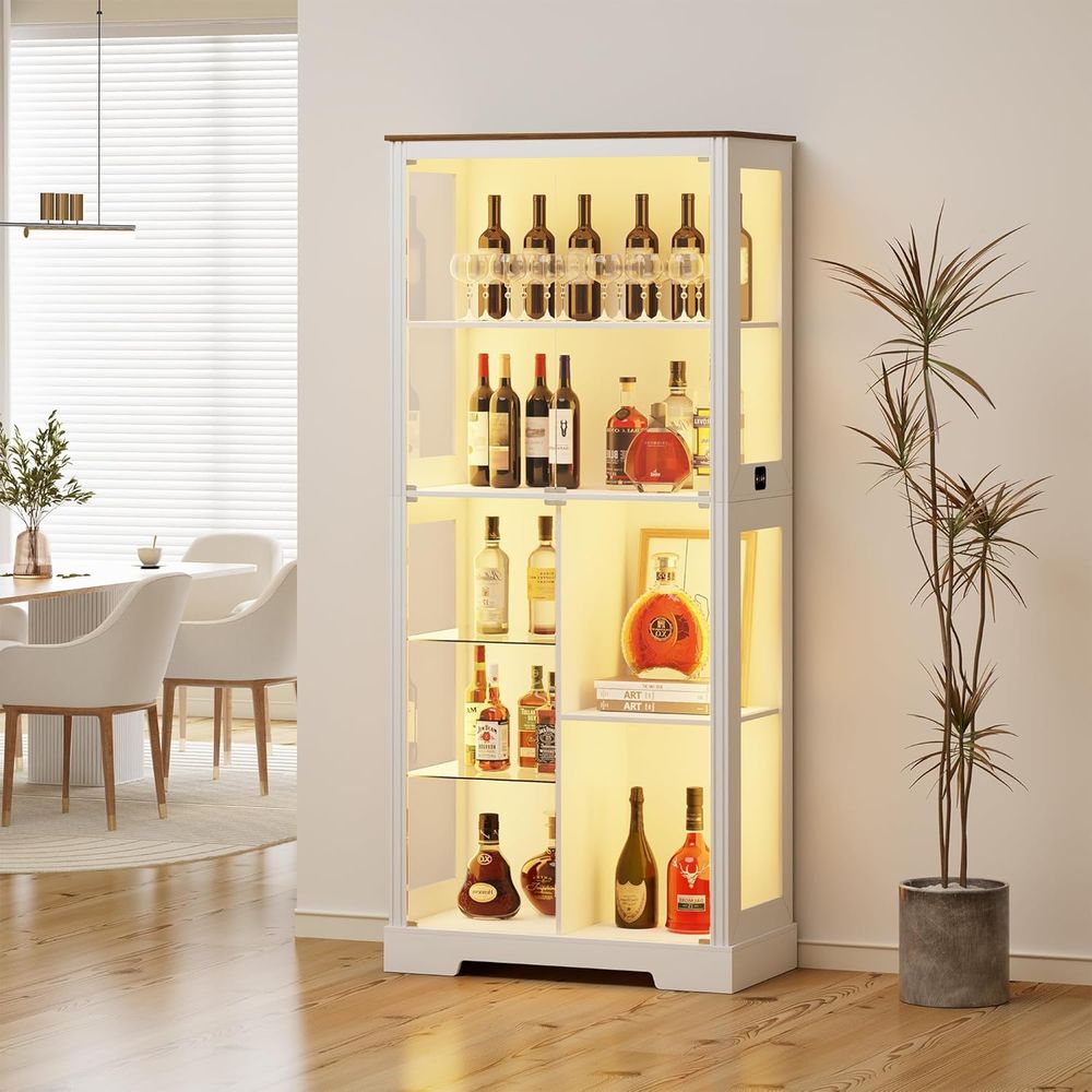7-Tier Glass Display Cabinet w - Lighting & Home Decor Studio 리뷰 및 가격