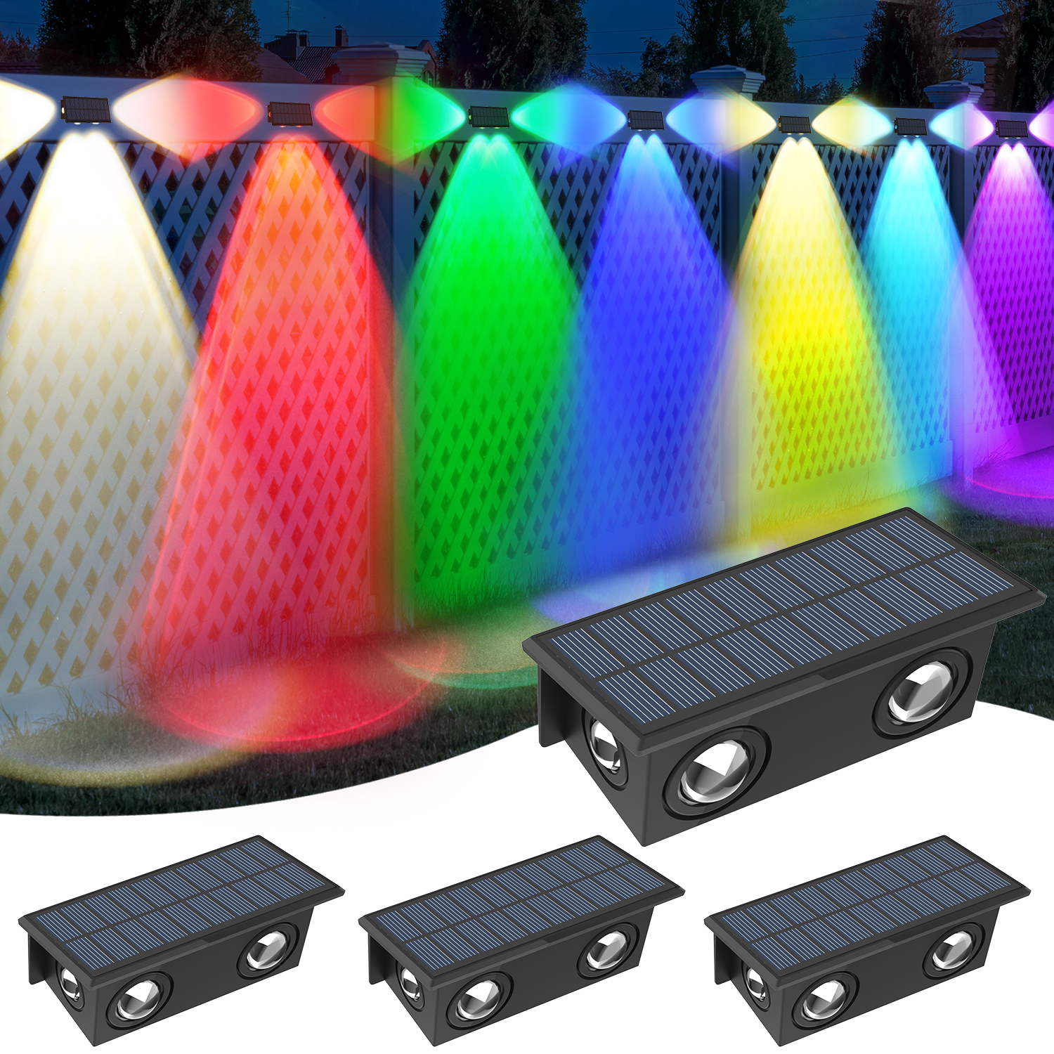 4PCS Solar Fence Light RGB Col - Lighting Decor Sunrise 리뷰 및 가격