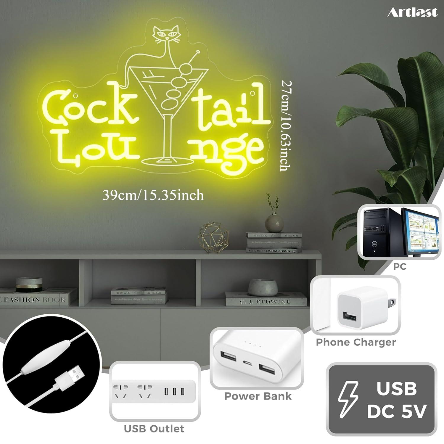 Cocktail Lounge Neon Sign Dimm - Lighting Decor Home 리뷰 및 가격